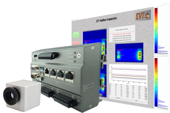 Hot glue inspection with image processing cameras for quality control